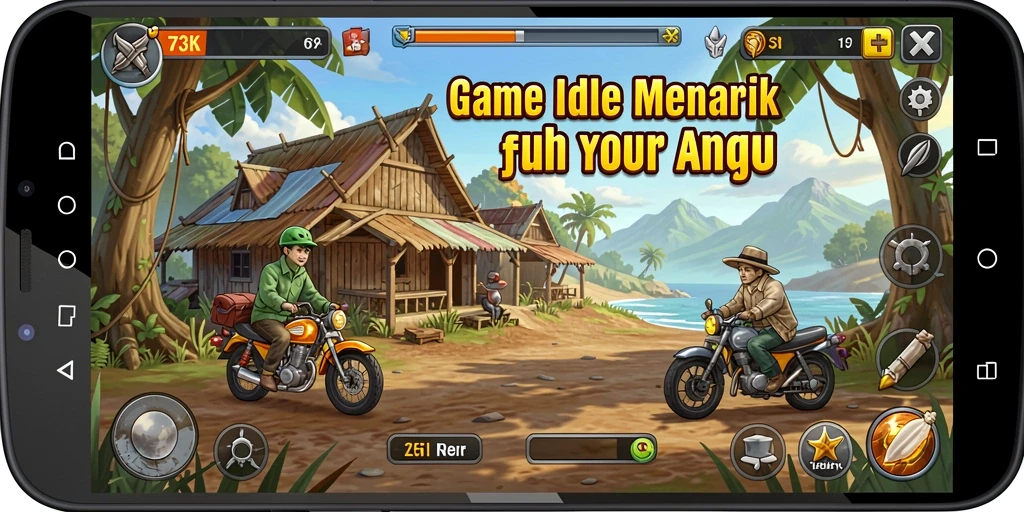 Tampilan gameplay 73K yang menarik dan penuh warna.