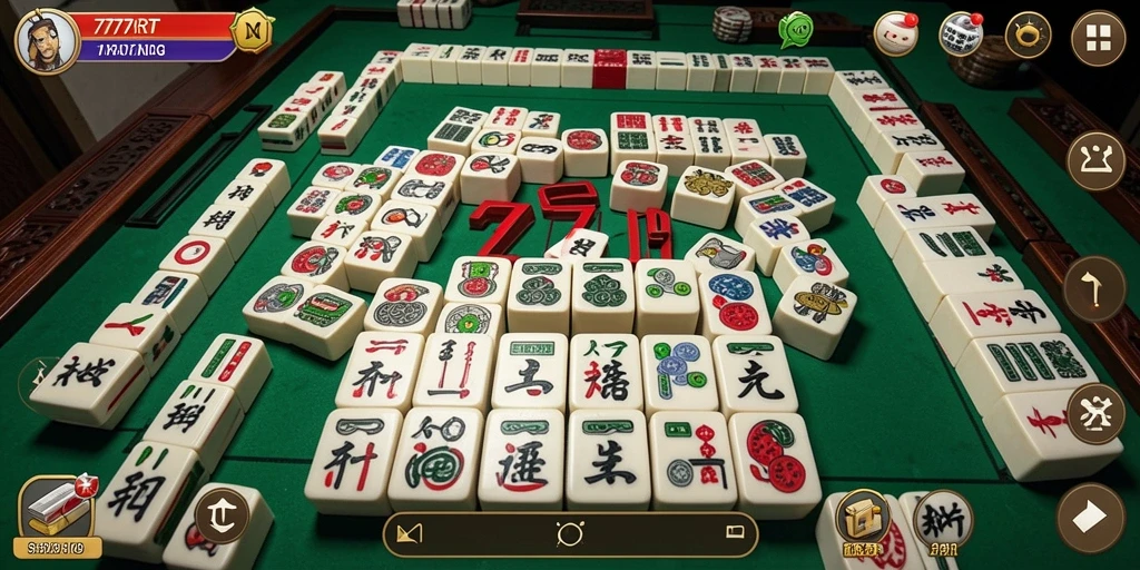 Screenshot 777RT menampilkan pemain yang menyusun ubin Mahjong dengan penuh konsentrasi.