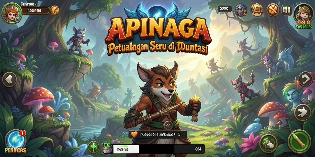 Screenshot utama APINAGA menampilkan gameplay petualangan yang seru.