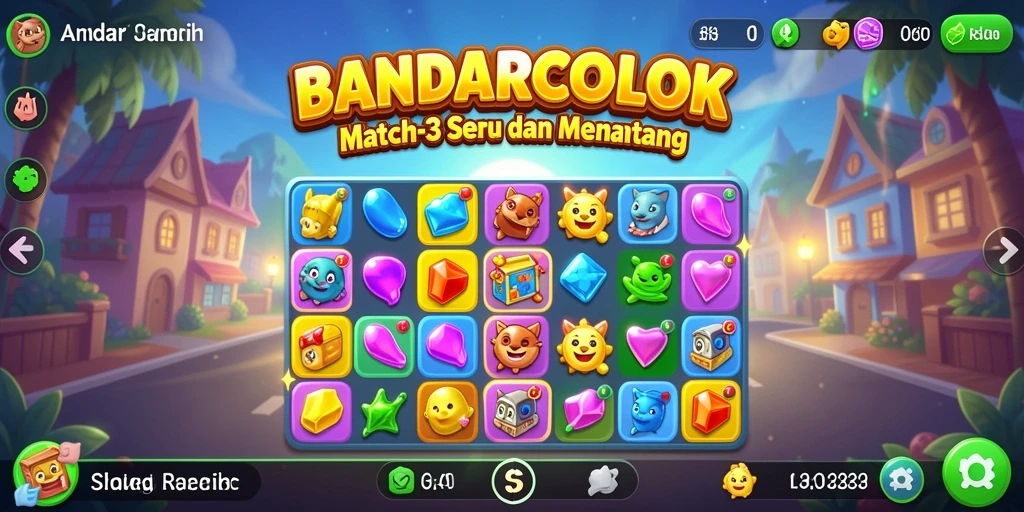 Tangkapan layar gameplay BANDARCOLOK dengan elemen Match-3 yang memikat.