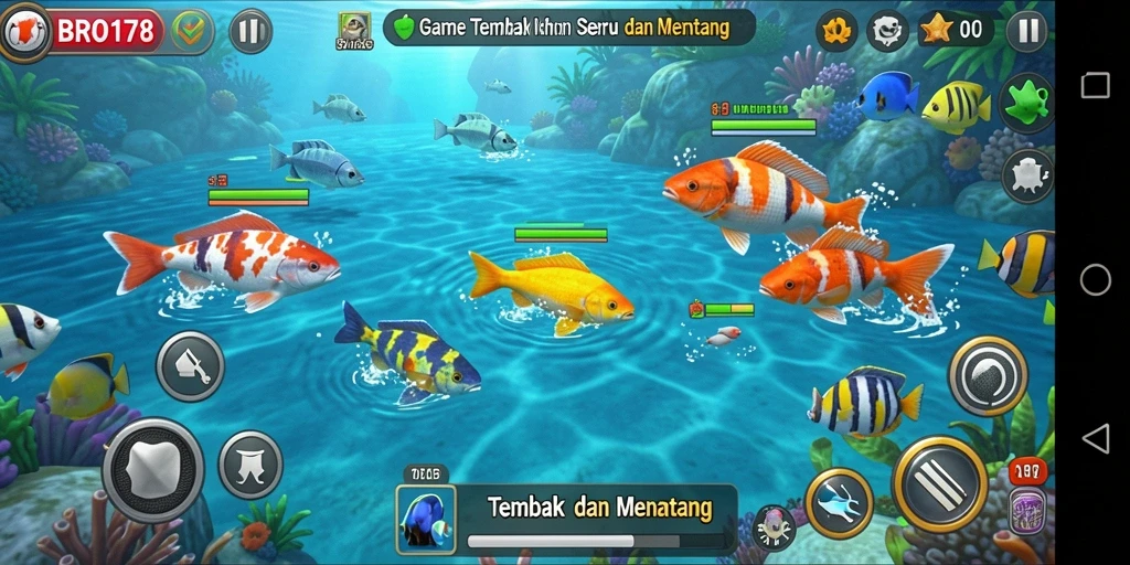 Screenshot menunjukkan aksi seru dalam game Tembak Ikan BRO178.
