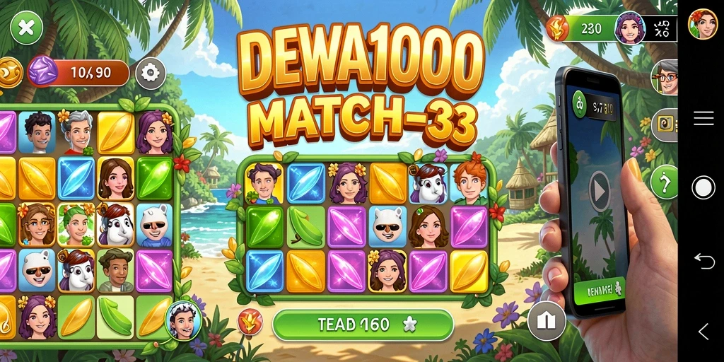 Screenshot gameplay DEWA1000 yang menampilkan aksi seru Match-3.