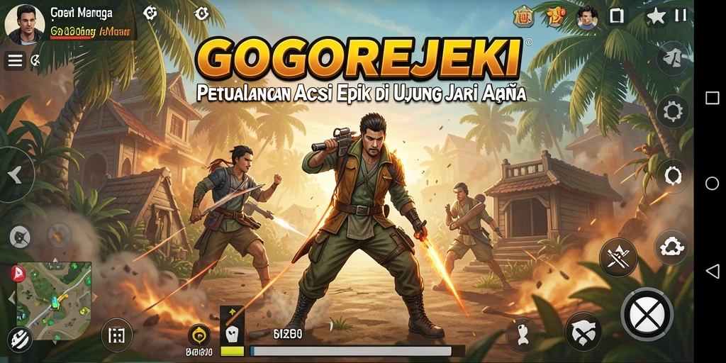 Gameplay seru GOGOREJEKI dengan pertarungan aksi mendebarkan.