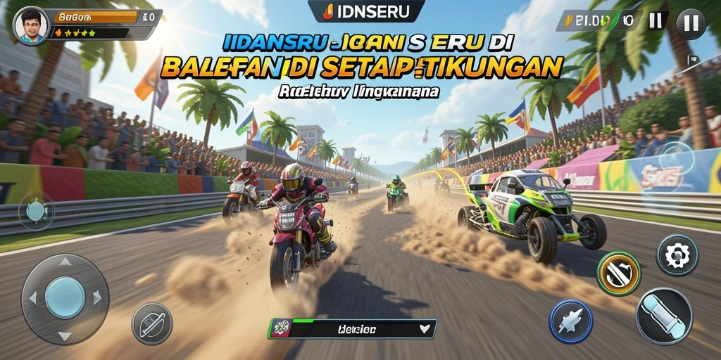 Tampilan gameplay seru dalam balapan mobil