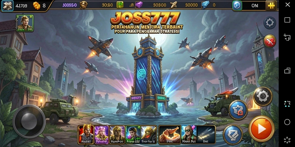 Tampilan gameplay menakjubkan dari JOSS777 dalam pertahanan menara.