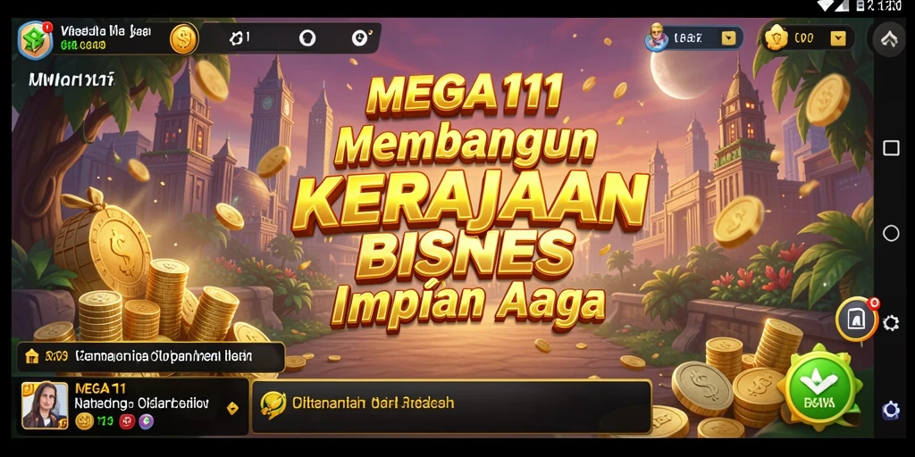 Screenshot gameplay MEGA111 menampilkan saat membangun kerajaan bisnis Anda.