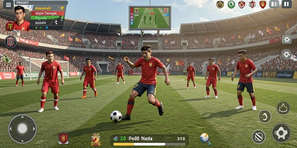Tampilan menarik gameplay PRG007 dalam aksi sepak bola.