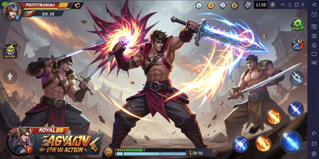 Tampilan gameplay menegangkan dengan aksi pertarungan seru di ROYAL88.