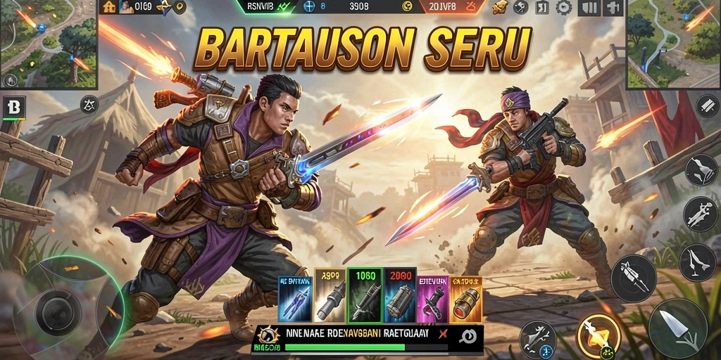 Gambar menampilkan pertarungan seru dalam gameplay Battle Royale RSNVIP8.