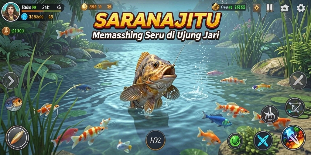 Tampilan gameplay SARANAJITU yang menggugah selera memancing.