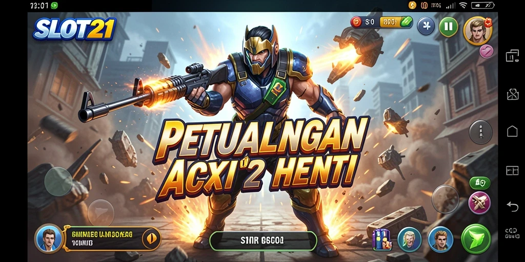 Tampilan gameplay action yang mendebarkan di SLOT21.
