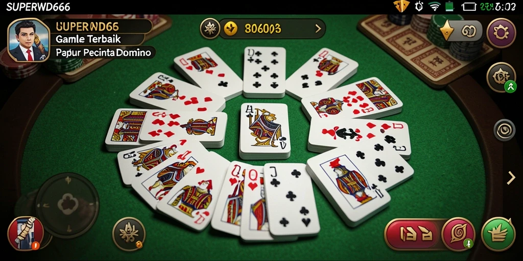 Gameplay SUPERWD666 menampilkan pertarungan intens dalam permainan Gaple.