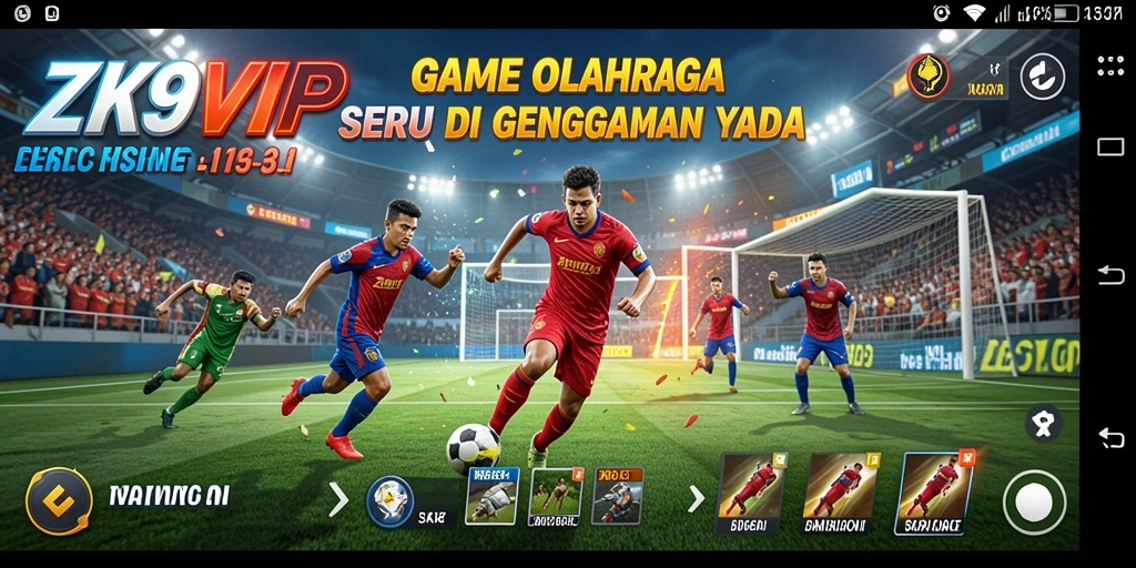 Screenshot utama ZK9VIP menampilkan serunya pertandingan olahraga.